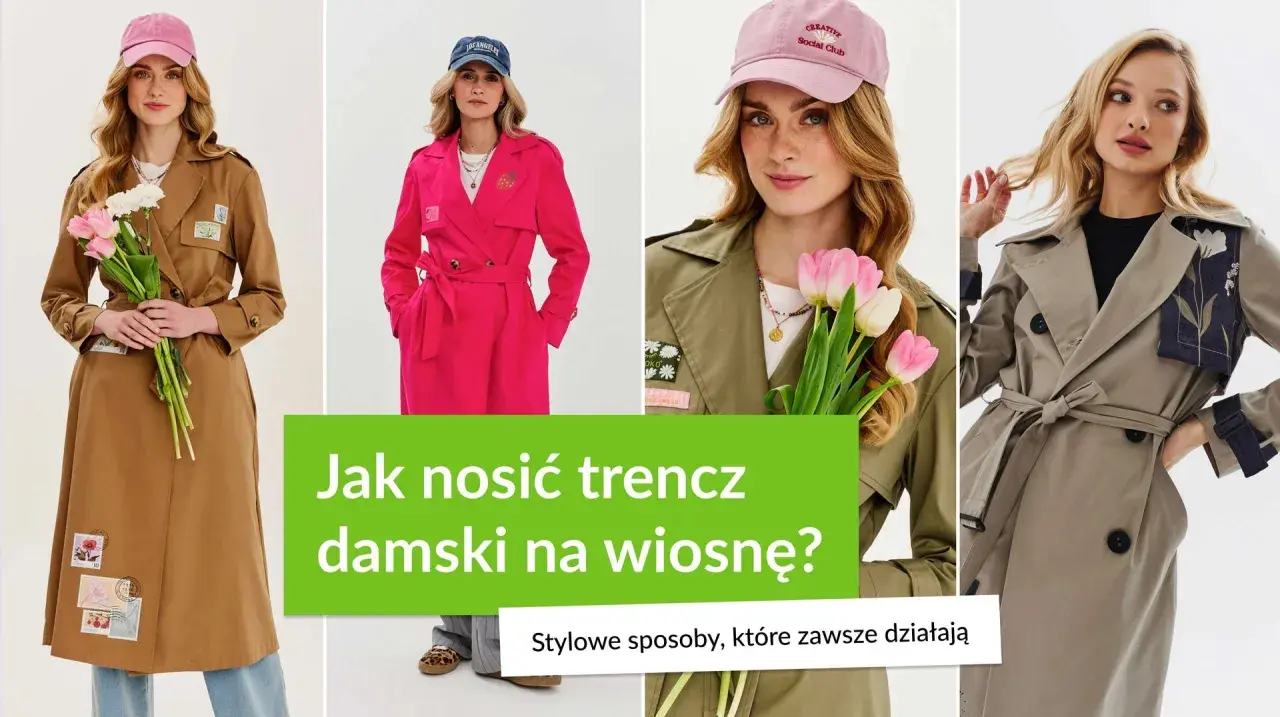 Kobiety w trenczach: beżowym, fuksjowym, khaki i szarym. Inspiracje na trencz stylizacje sportowe na wiosnę.